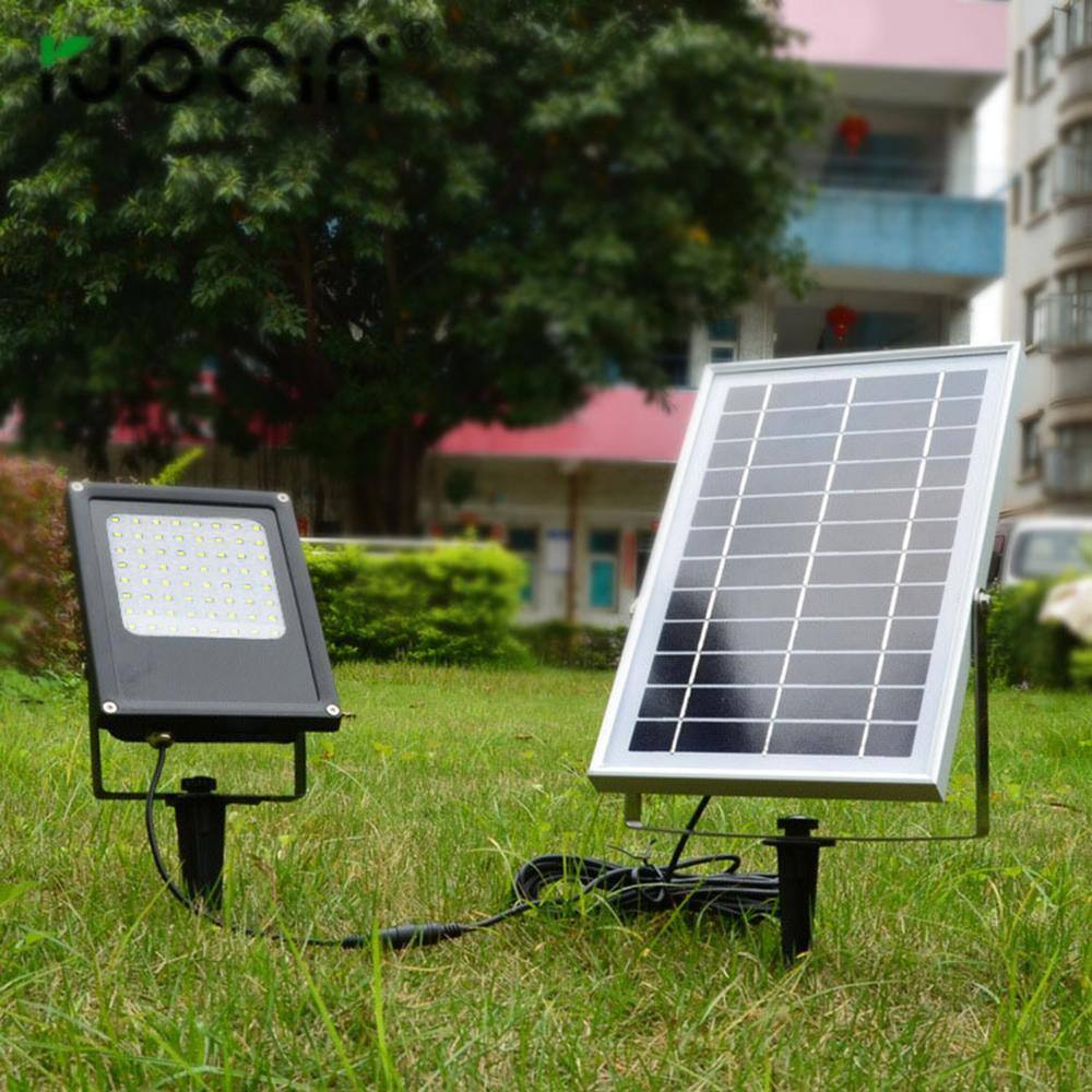 Solar Powered Black Aluminum LED Flood Light with Tempered Glass Panel