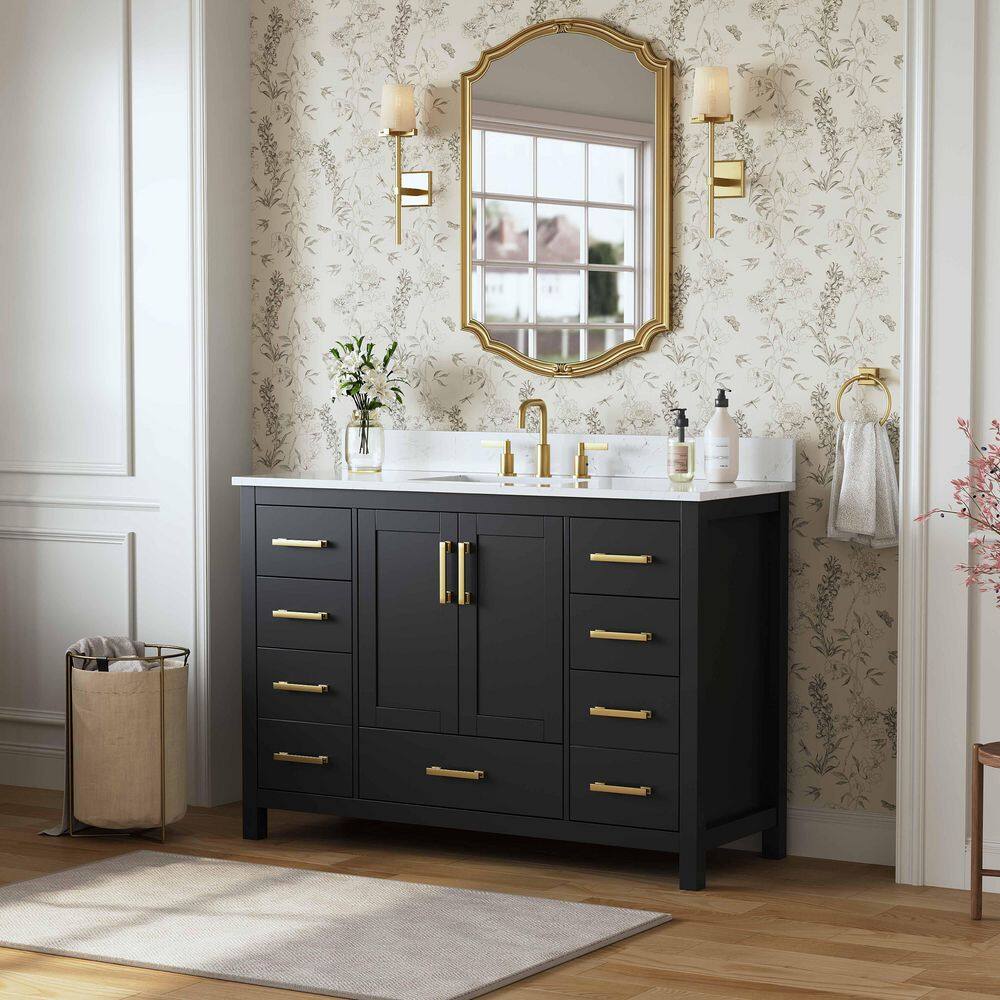 Nexa 49 in. Single Sink Freestanding Black Bath Vanity with White Engineered Stone Top and Backsplash Assembled price history on PriceWatchPro