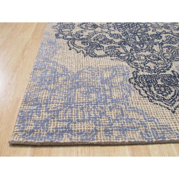Ivory Hand-Tufted Wool Bohemian Medallion Rug, 5' x 8', Area Rug