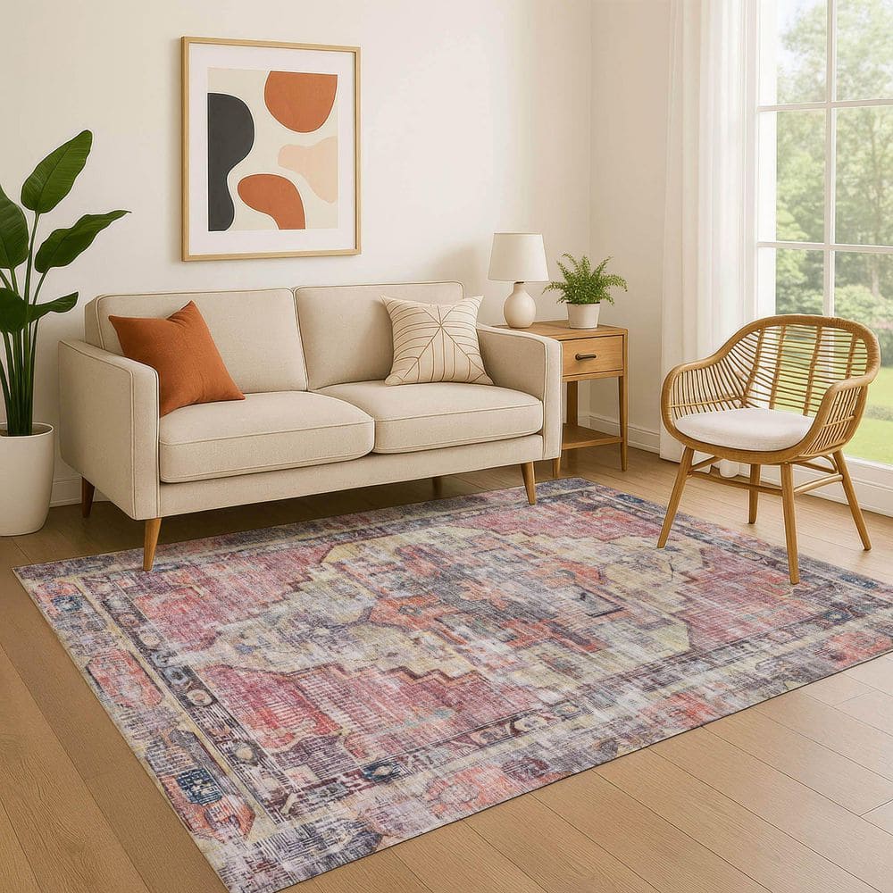 Mayfield Premium Machine Washable Abstract AMF1729 Paprika 3 ft. x 5 ft. Area Rug price history on PriceWatchPro