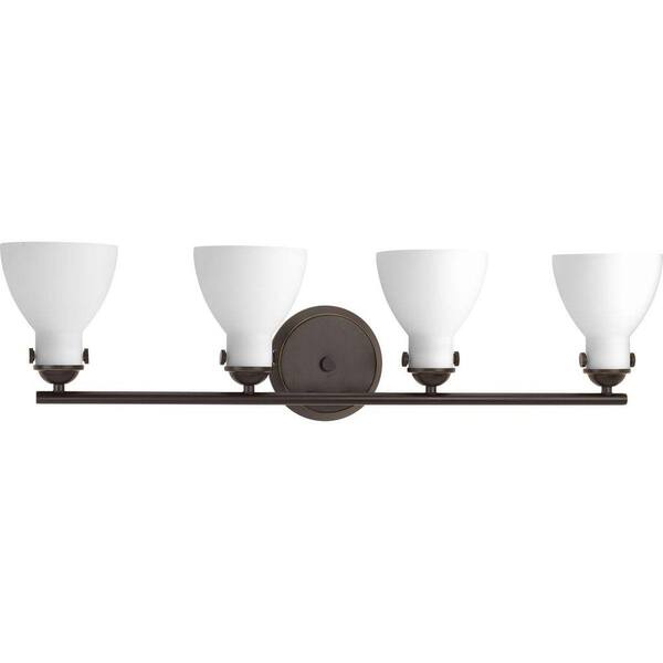 Progress Lighting Fuller Collection 4-Light Antique Bronze Bathroom Vanity Light with Glass Shades