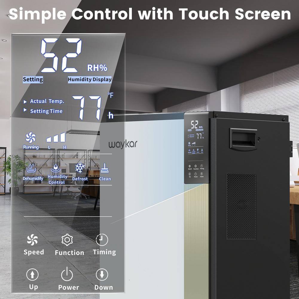 Waykar 190 Pint Black and White Commercial Dehumidifier with Digital Controls