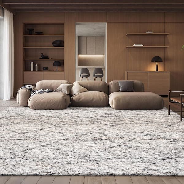 Fontana Shag 10 ft. x 14 ft. Gray/Ivory Geometric Area Rug