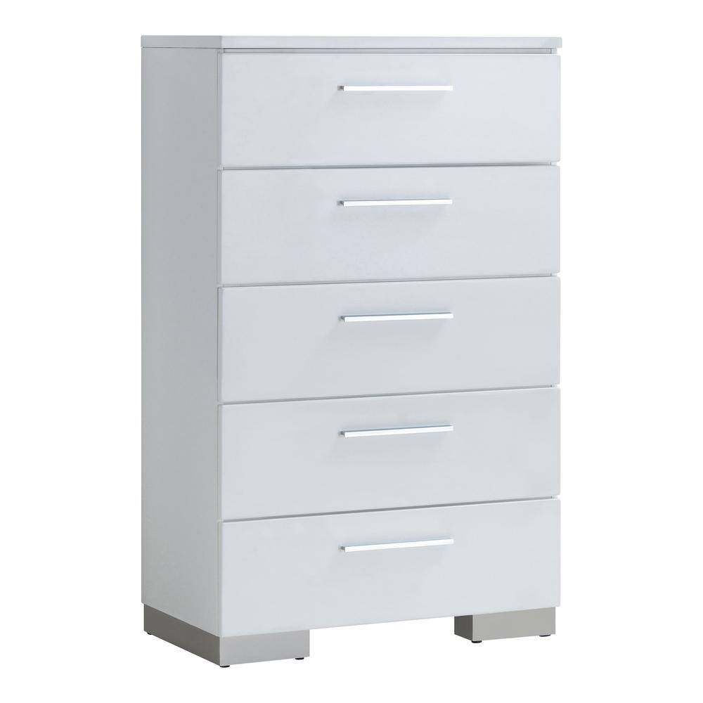 Trakehar Modern White 5-Drawer 31.13 in. Chest of Drawers