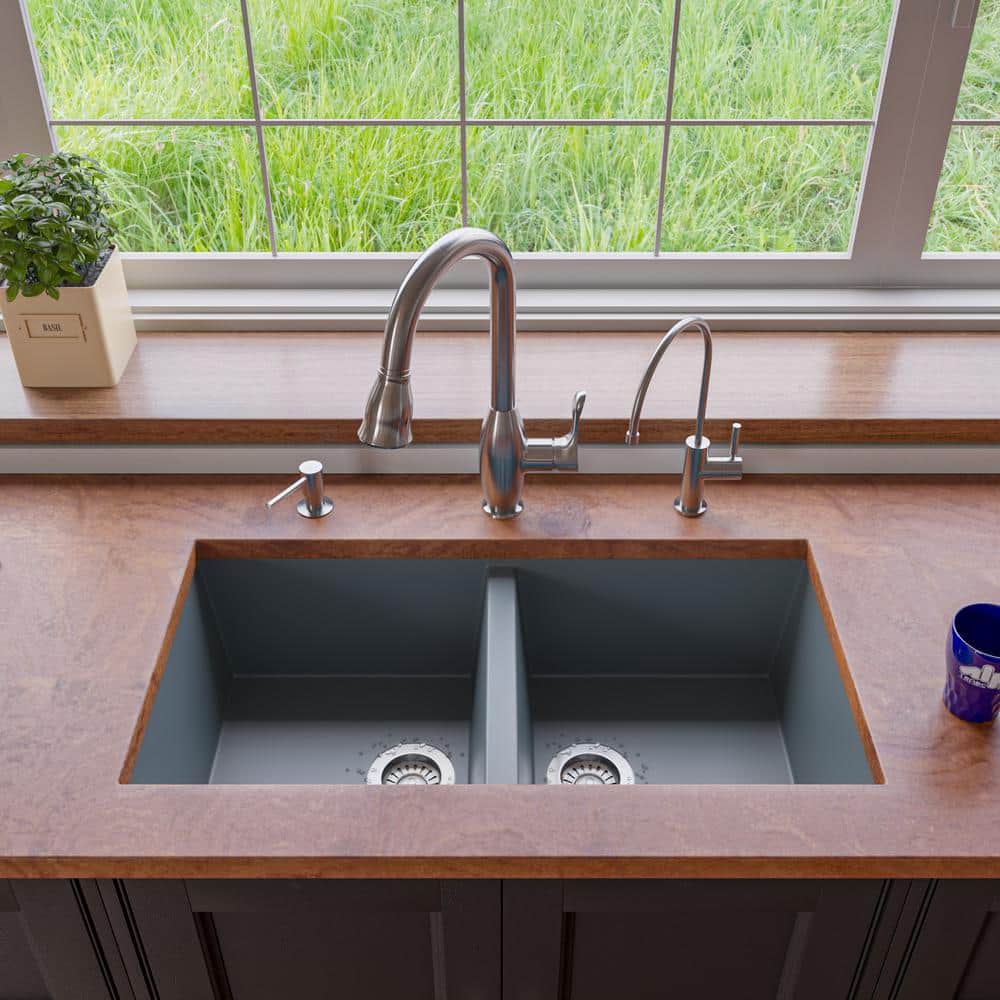 Titanium Gray Double Bowl Granite Composite Kitchen Sink