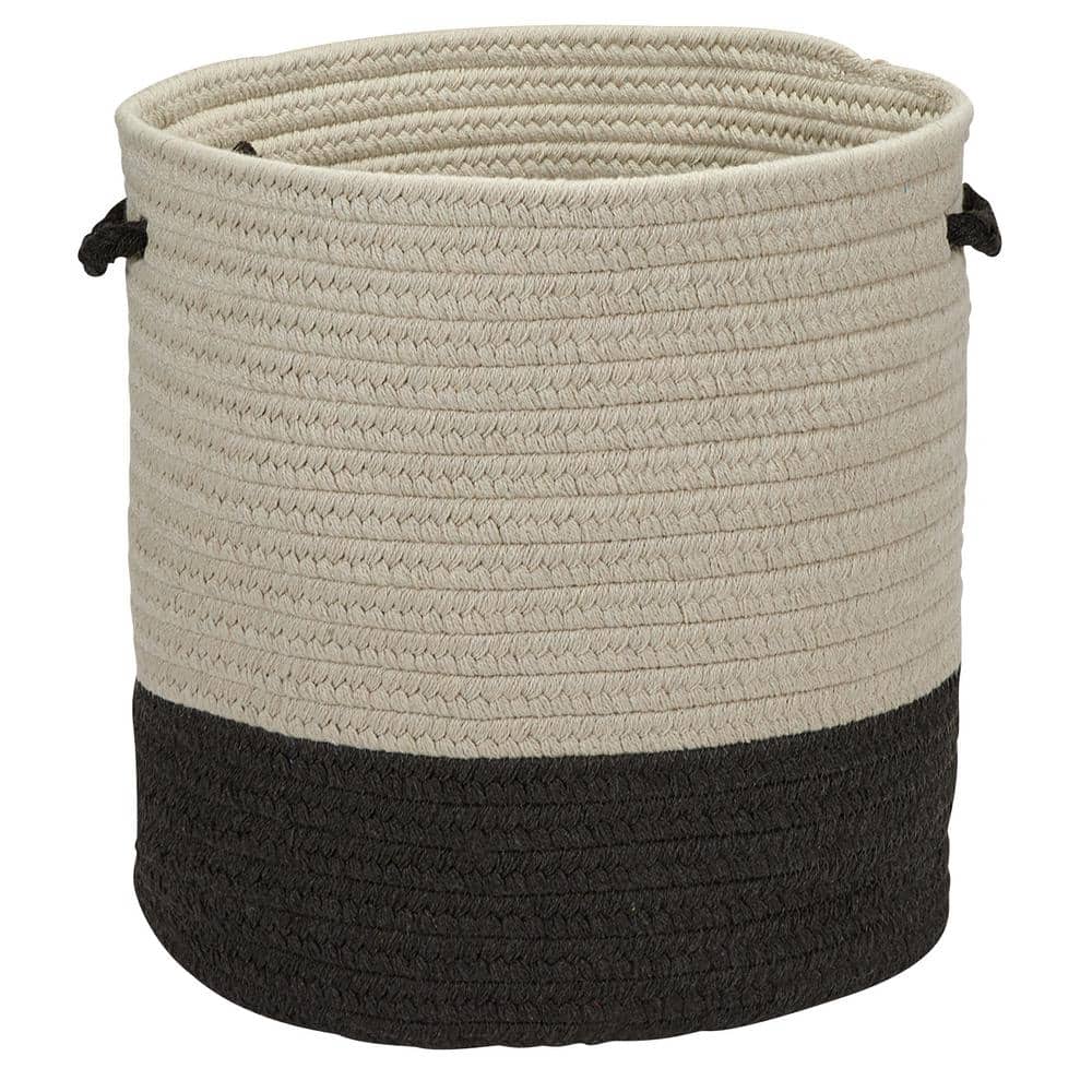 Sunbrella Caroline Round Indoor/Outdoor Basket Ebony 15 in. x 15 in. x 16 i