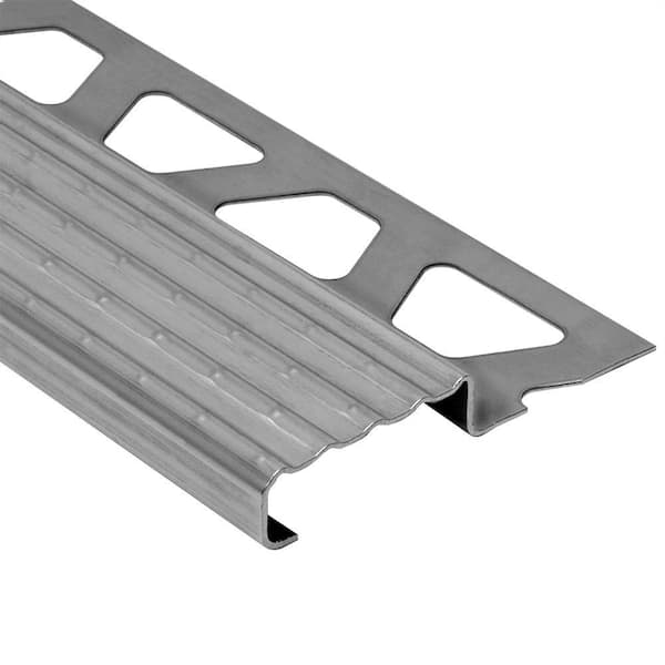 Schluter TREP-E Stair Nose Tile Edging Trim - 7/16 x 8'2 -1/2 Stainless Steel