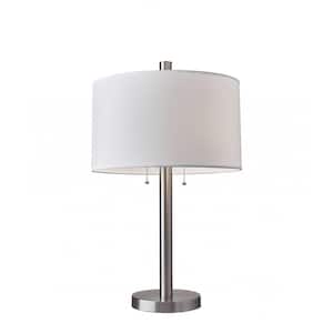 28 in. Silver Standard Light Bulb Bedside Table Lamp