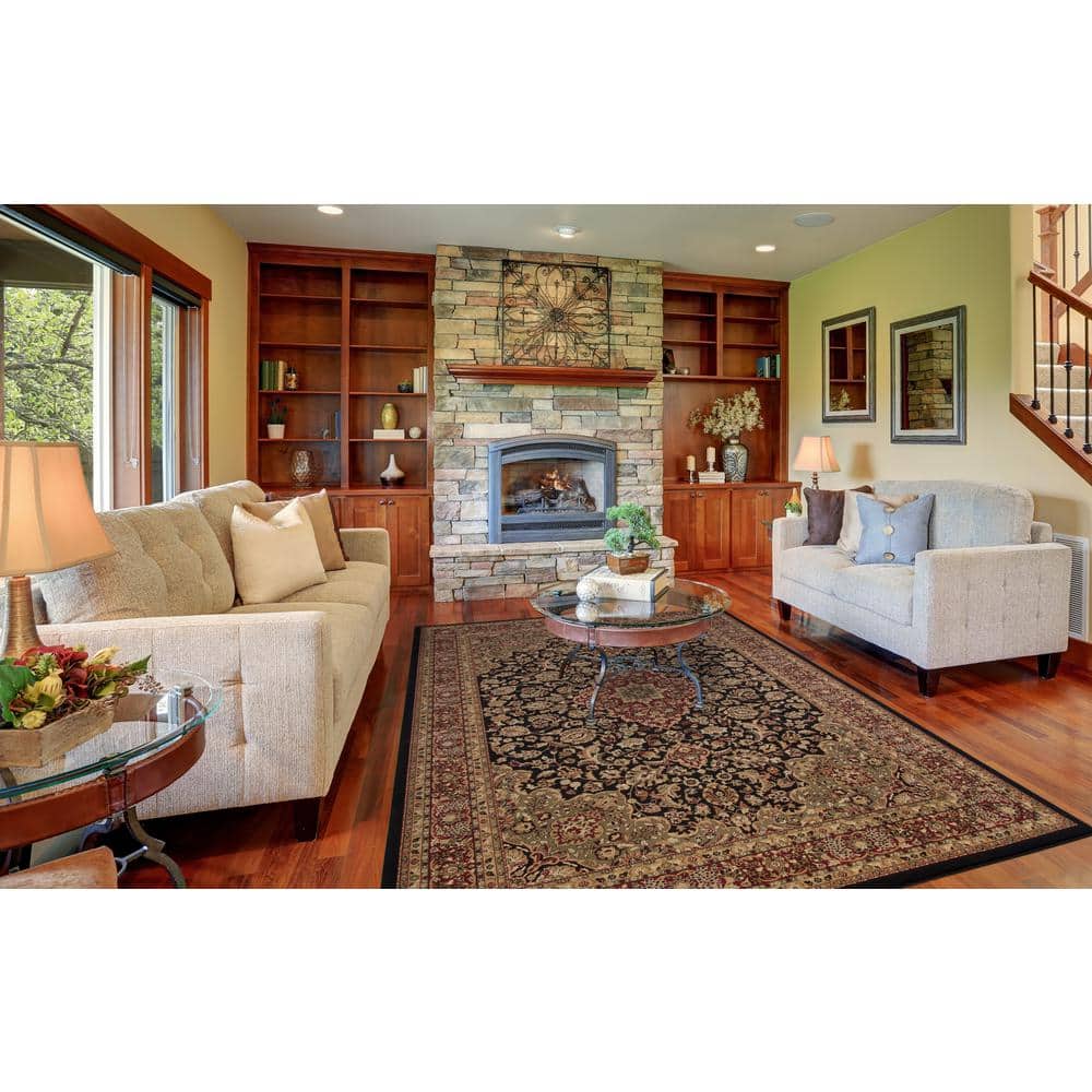 Elegant Medallion Black Synthetic 8' x 10' Area Rug