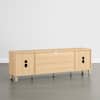 Spruce & Spring Oliver Oak TV Stand Fits TVs up to 80 in. with Wavy Panel Design, 2 Doors & 2 Drawers ,Soft-Close Hinges,Cable Ports SSKJWTTS001-OAK