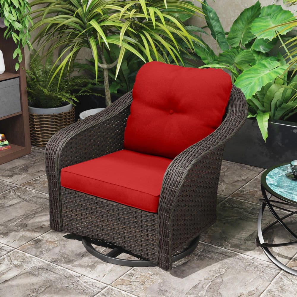 Wicker Patio Swivel Rocking Chair with Red Cushion price history on PriceWatchPro