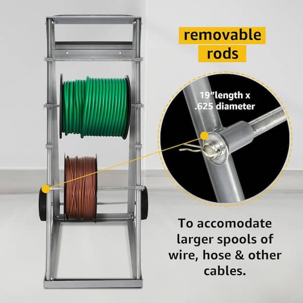 Grey Steel Transportable Multi Axle Cable Caddy with Wheels and Tool Tray
