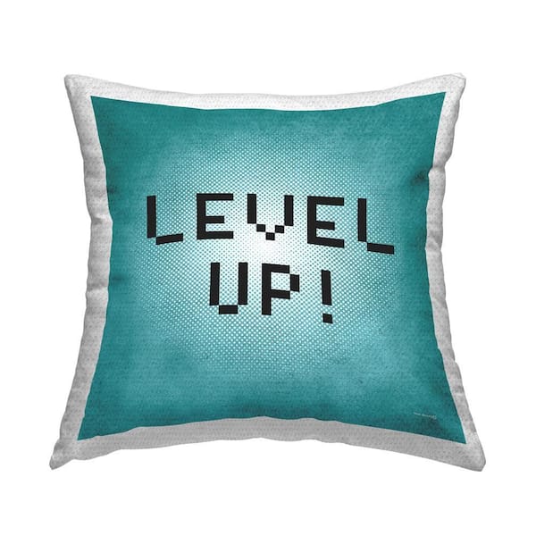 Stupell Industries Level Up Pixel Phrase Outdoor Printed Throw Pillow by Yass Naffas Designs