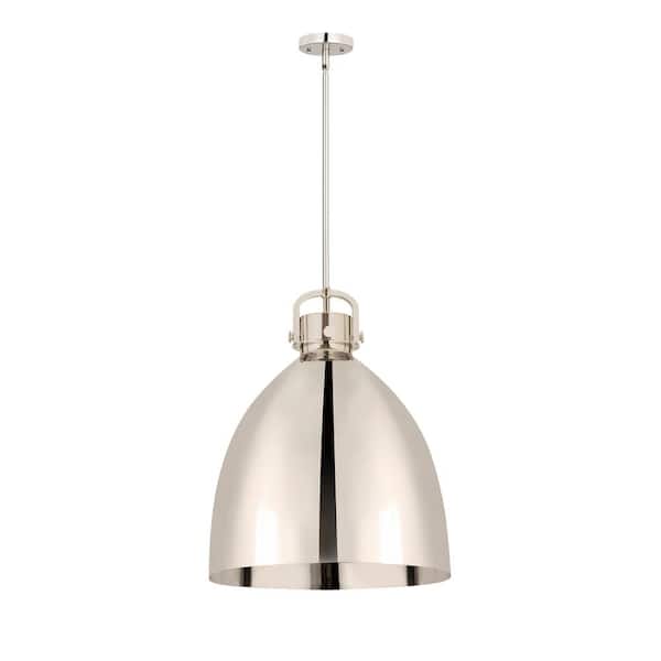 Newton Bell 100-Watt 1-Light Polished Nickel Shaded Mini Pendant Light with Metal Shade