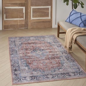 Grand Washables Blue Multicolor 5 ft. x 7 ft. Center medallion Traditional Area Rug