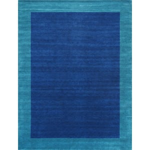 Gramercy Blue/Green 8 ft. x 10 ft. Solid Silk and Wool Area Rug