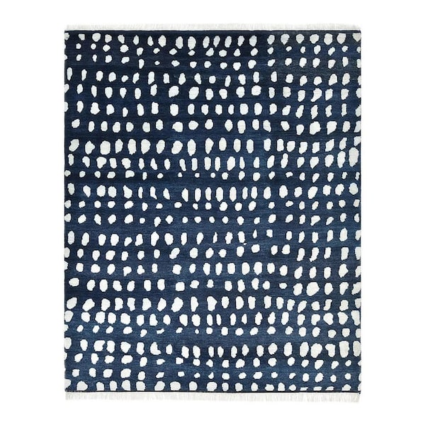 Irmgard Bohemian Shaggy Moroccan Navy 8 ft. x 10 ft. Hand-Knotted Area Rug