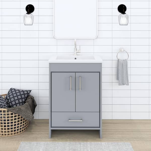 VOLPA USA AMERICAN CRAFTED VANITIES Rio 24 in. W x 19 in. D Bath Vanity in Gray with Acrylic Vanity Top in White with White Basin