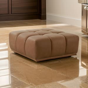 Brown Foam Square Storage Ottoman Medium