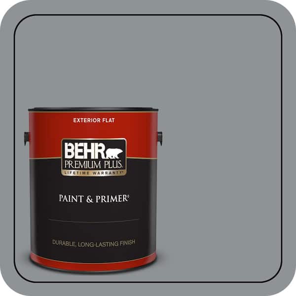 BEHR PREMIUM PLUS 1 gal. #PPU26-05 Flint Gray Flat Exterior Paint & Primer