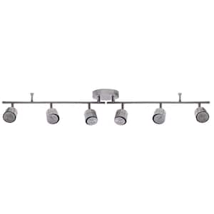 3.7 ft. 6-Light Brushed Nickle Hardwired Swivel Track Lighting Kit with Cylinder Head
