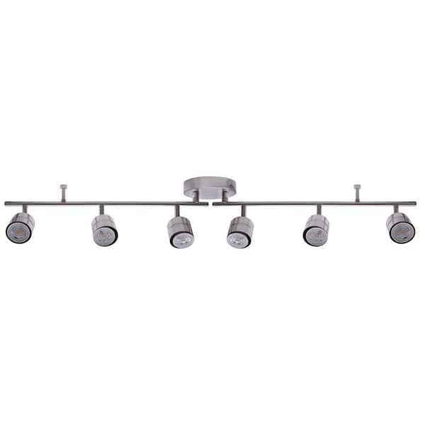 Lecoht 3.7 ft. 6-Light Brushed Nickle Hardwired Swivel Track Lighting Kit with Cylinder Head and Gu10 Bulb