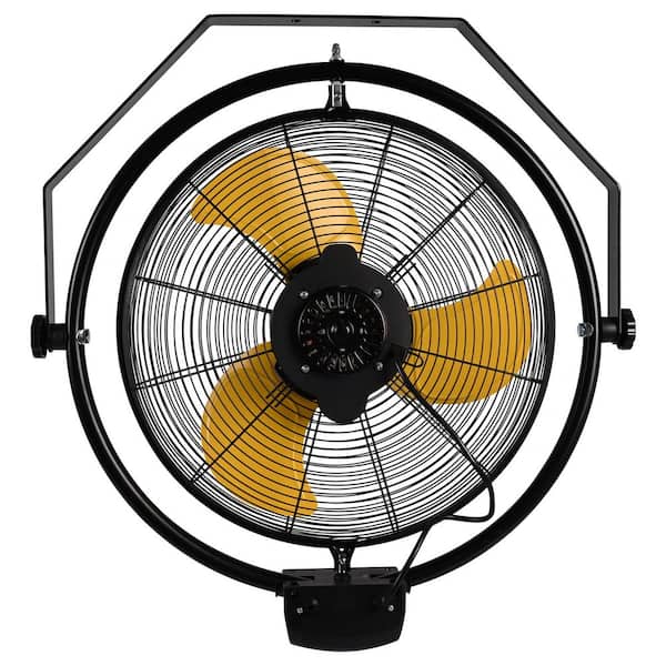 20 in. 3-Speeds Wall Fan in Yellow with Powerful 1/5 HP Motor, Manual and Remote Control, Timer Setting, Low Noise