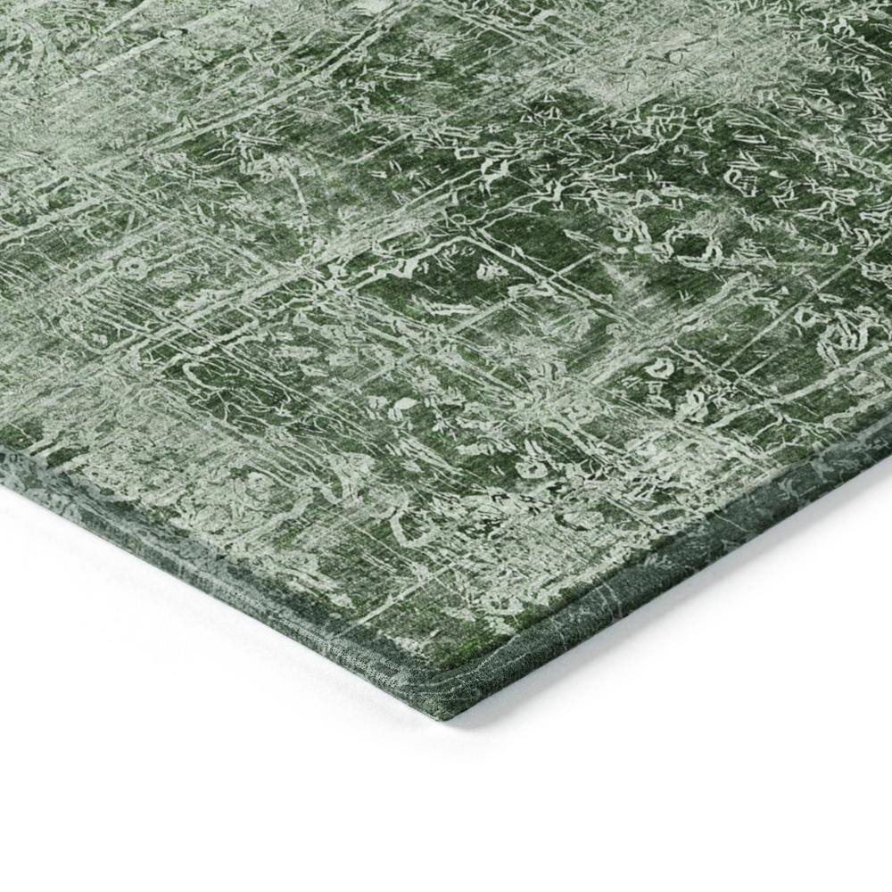 Emerald Green Synthetic Flat Woven Rectangular Rug