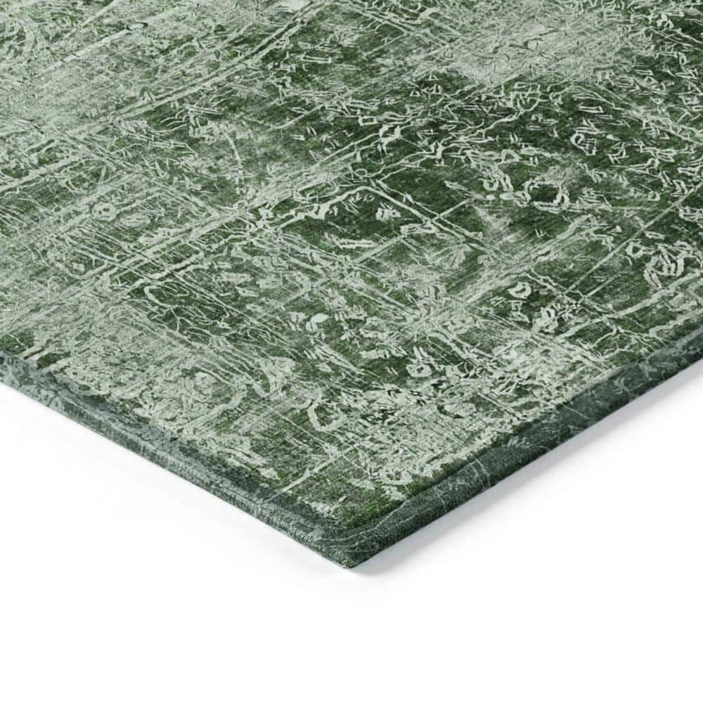 Emerald Green Synthetic Flat Woven Reversible Rug 3' x 5'