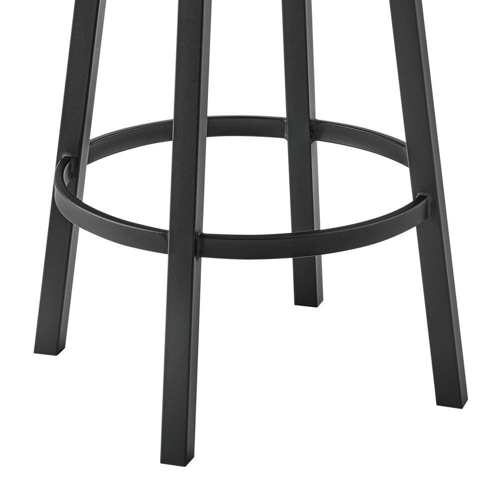 Gray Faux Leather Swivel Bar Stool with Metal Frame
