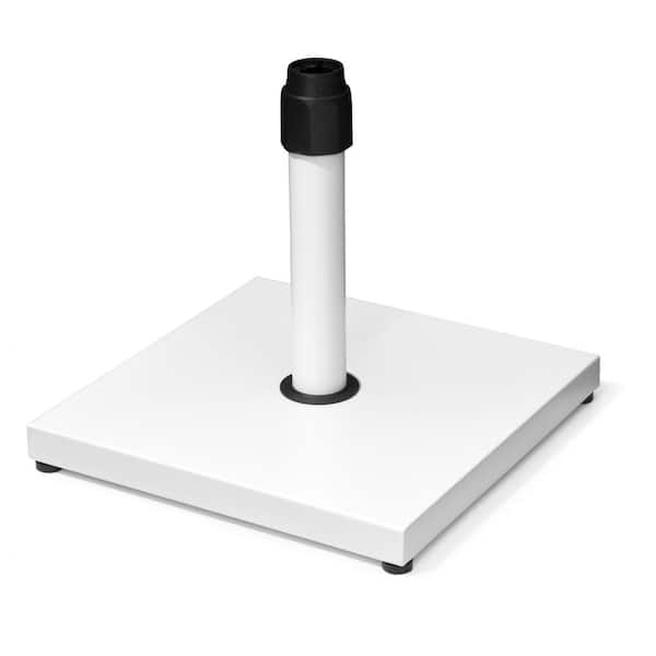43 lbs. Square Metal Concrete Outdoor Patio Umbrella Base Holder in White for Patio Market Umbrella Table Umbrella