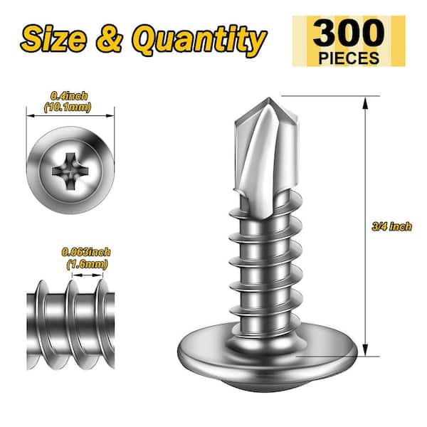 #10 x 3/4 in. Stainless Steel Phillips Truss Head Self-Drilling Screws (300-Pack)