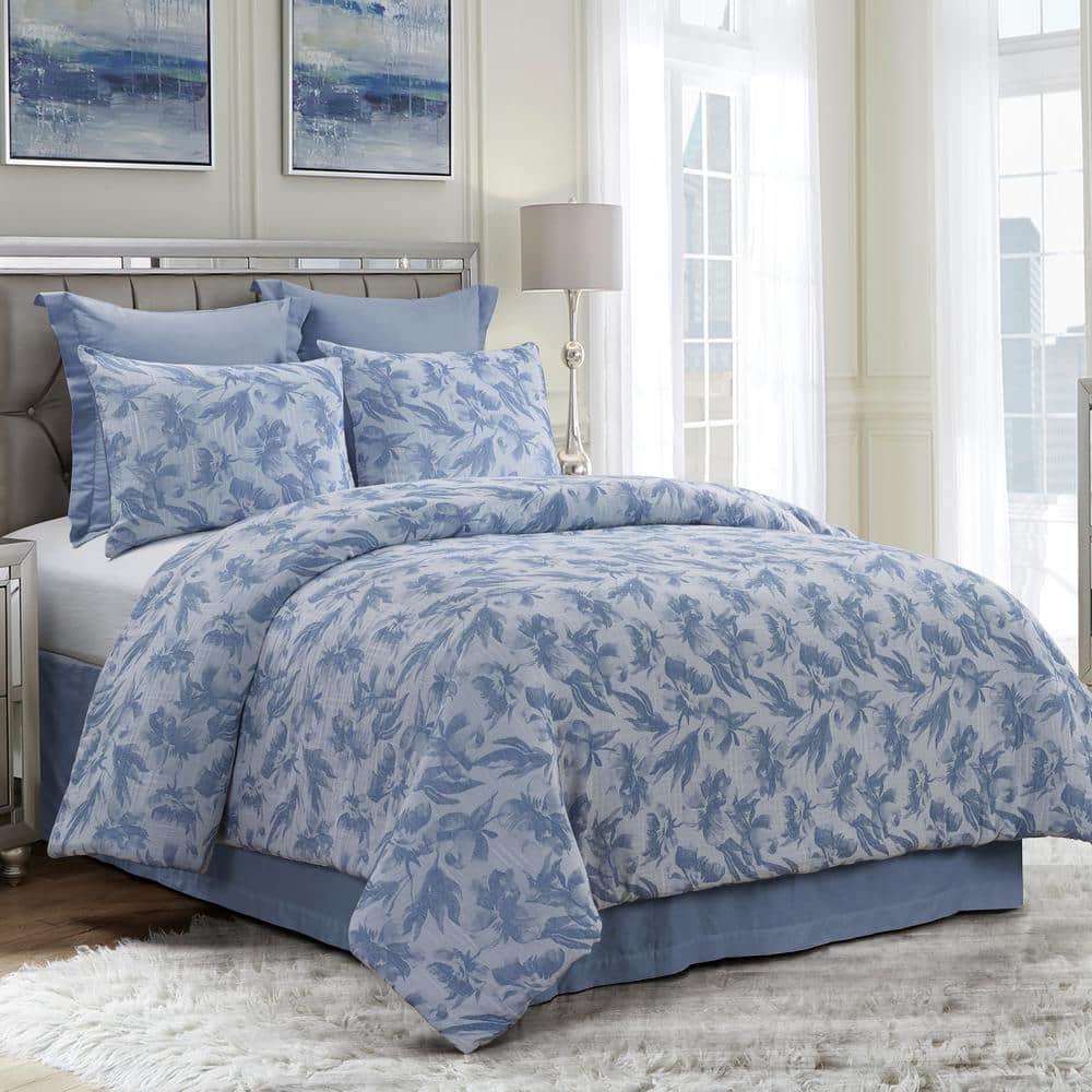 DONNA SHARP Almaria 3Piece Blue Cotton Queen Quilt Set Y00430 The