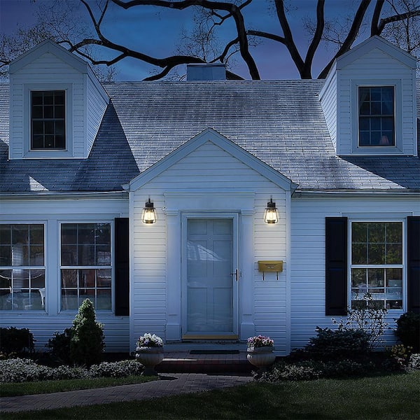 KODA Acadian 14 in. 1-Light Black LED Outdoor Wall Light Lantern