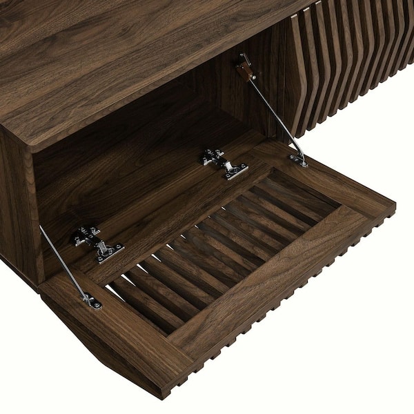 MODWAY Vaughn 64 in. Wall Mounted TV Stand in Walnut EEI-7164-WAL