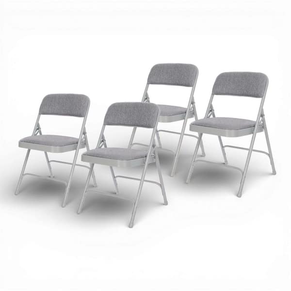 Bernadine Dining Folding Chair with Fabric Seat, Grey (Pack of 4)
