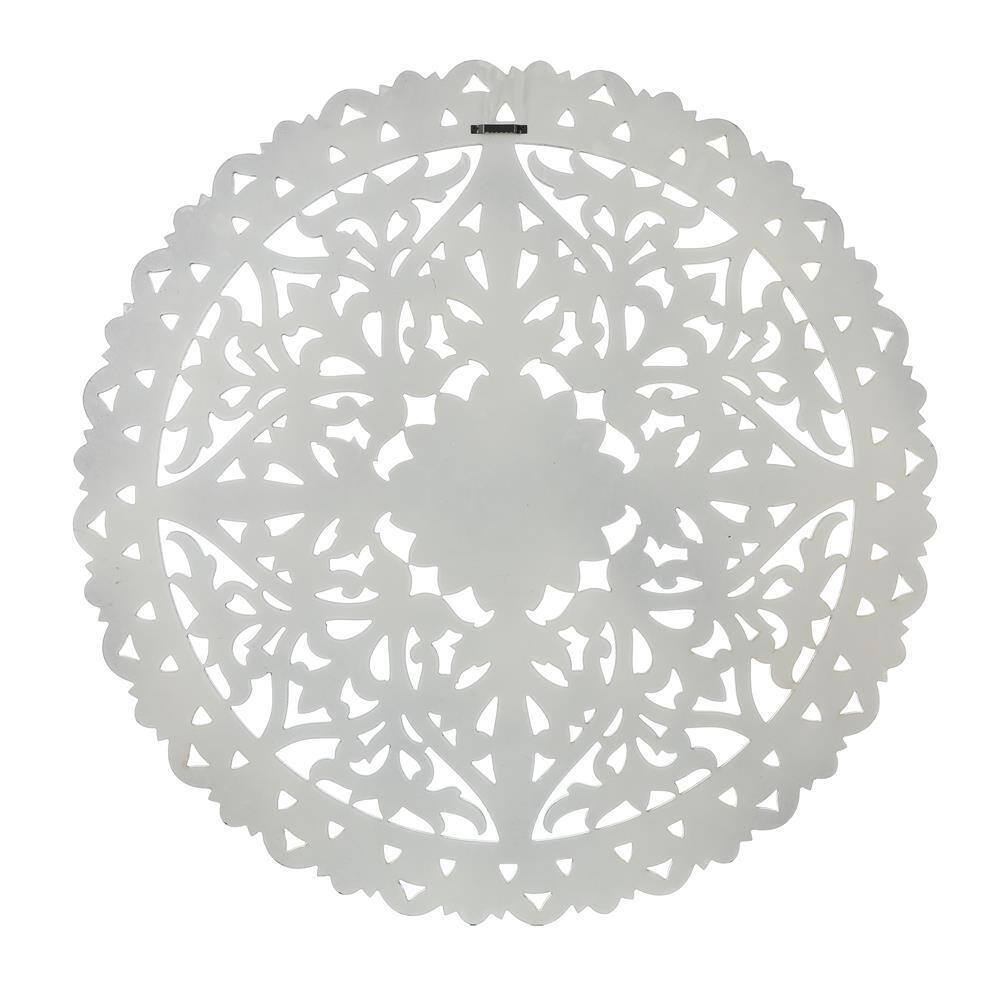 Distressed White and Brown Wood Floral Mandala Wall Art