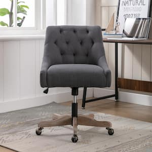Dark Gray Linen Fabric Upholstered Armless Office Chairs