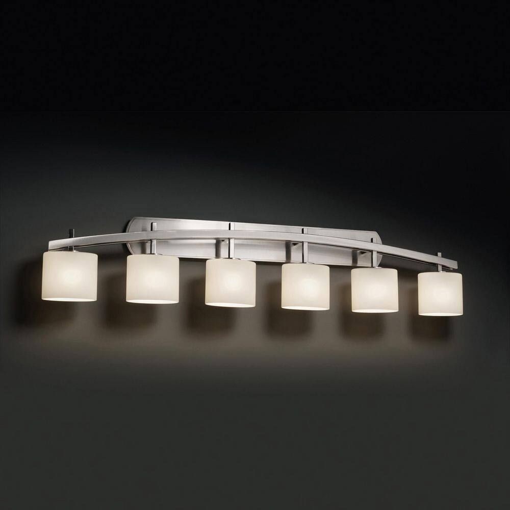 Archway Opal Glass 6-Light Bath Bar in Brushed Nickel