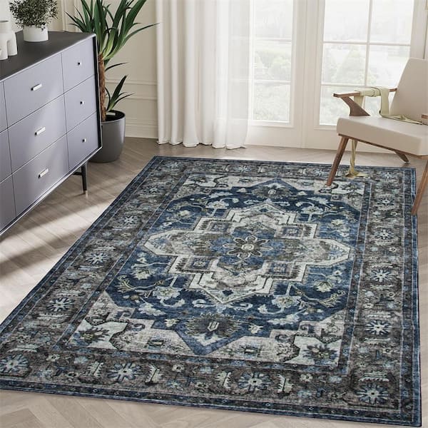 Kahomvis Area Rug 5x7 Vintage Bohemia Non-slip Washable Rug