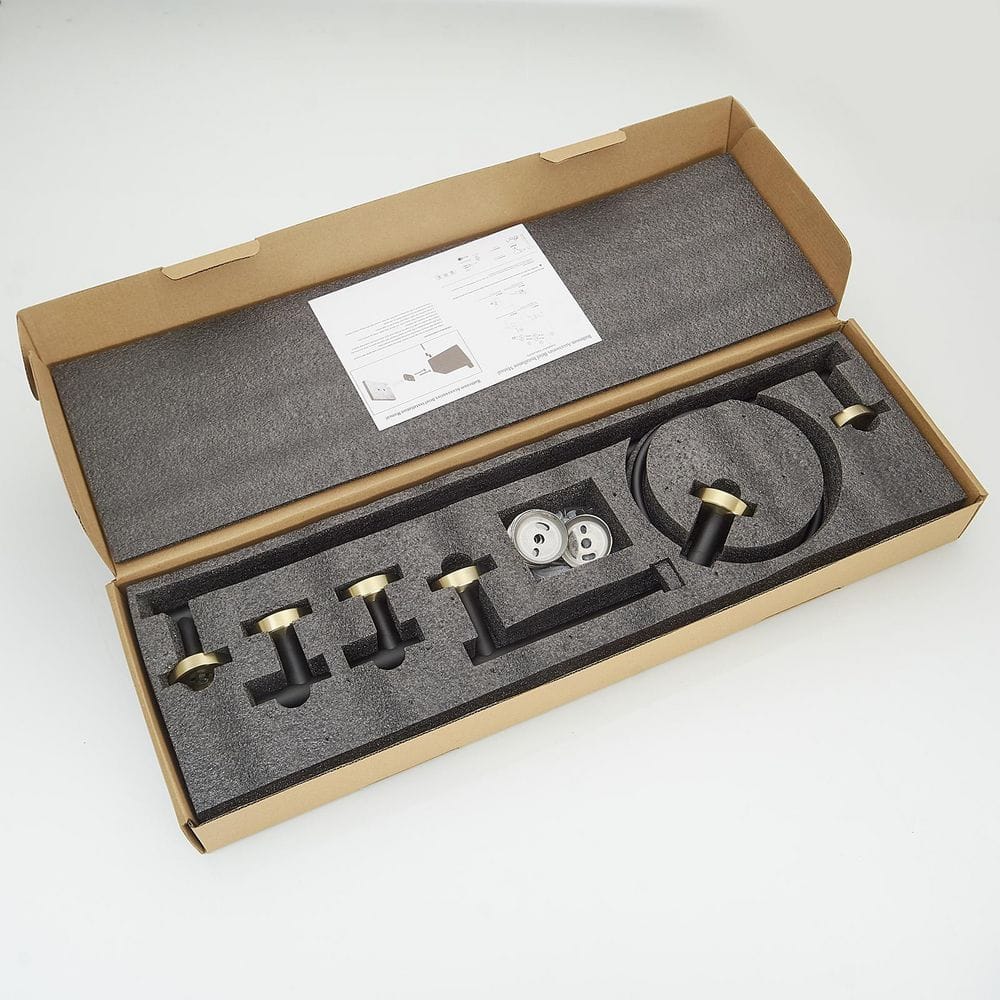 Black and Gold 5-Piece Metal Bathroom Hardware Set