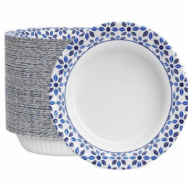 160-Piece 20 fl. oz. Blue Paper Dessert Bowls, Soak Proof, Heavy Duty Printed Disposable Bowls Bulk for Dinner or Lunch