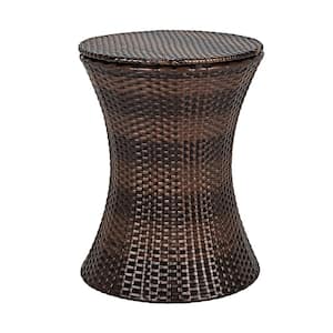Round Wicker 37.5 in. Outdoor Coffee Table Height Adjustable