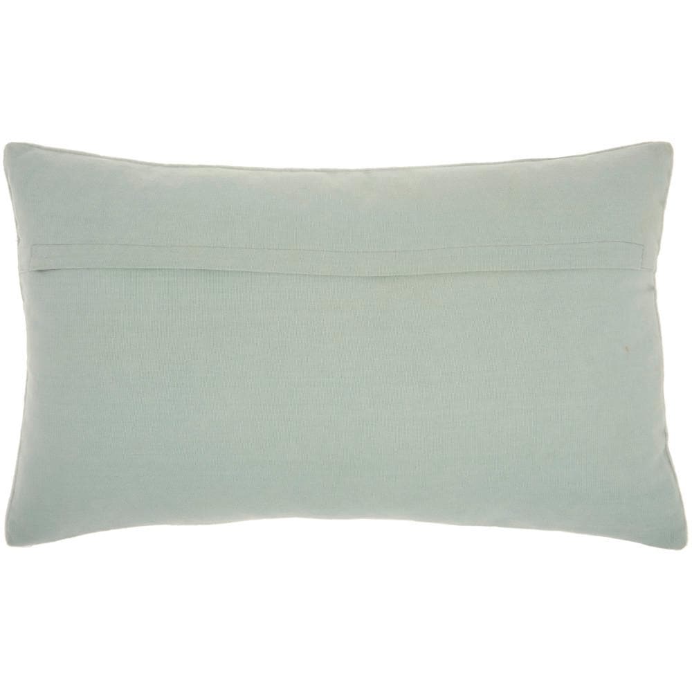 12" x 20" Celadon Green Beaded Floral Lumbar Pillow