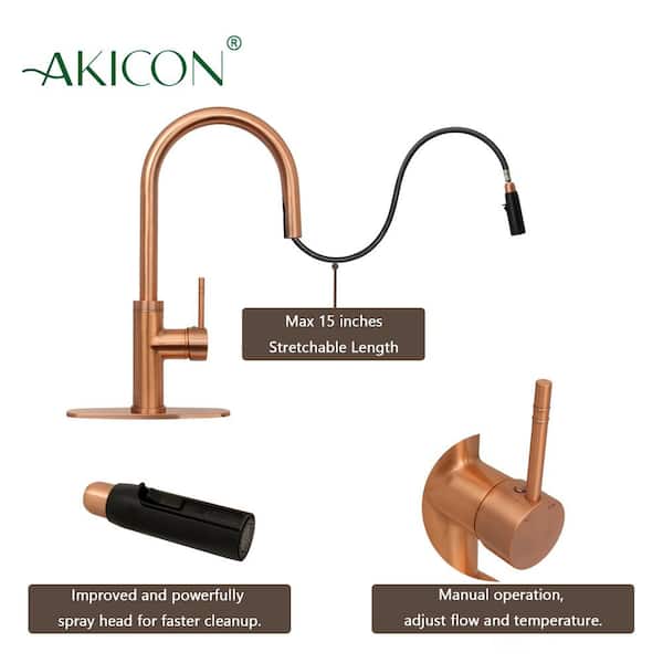 Akicon Single-Handle Pull Down Sprayer Kitchen Faucet with