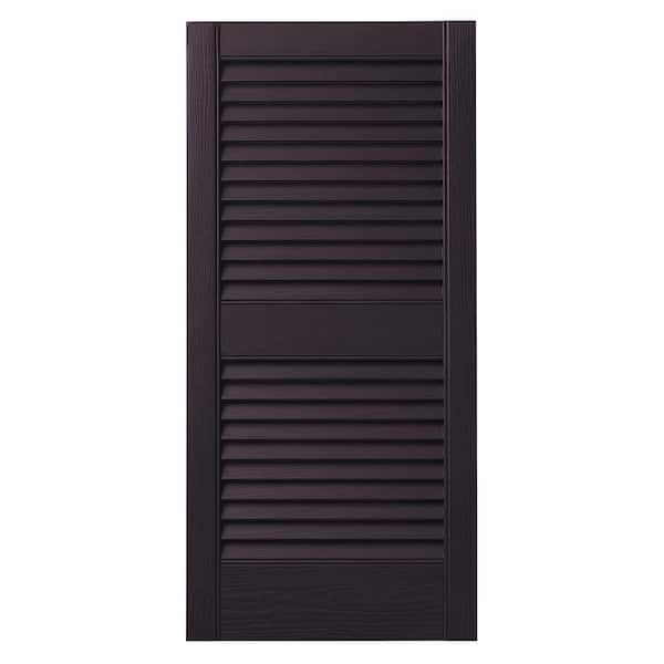Ply Gem 15 in. x 43 in. Open Louvered Polypropylene Shutters Pair in Dark Berry