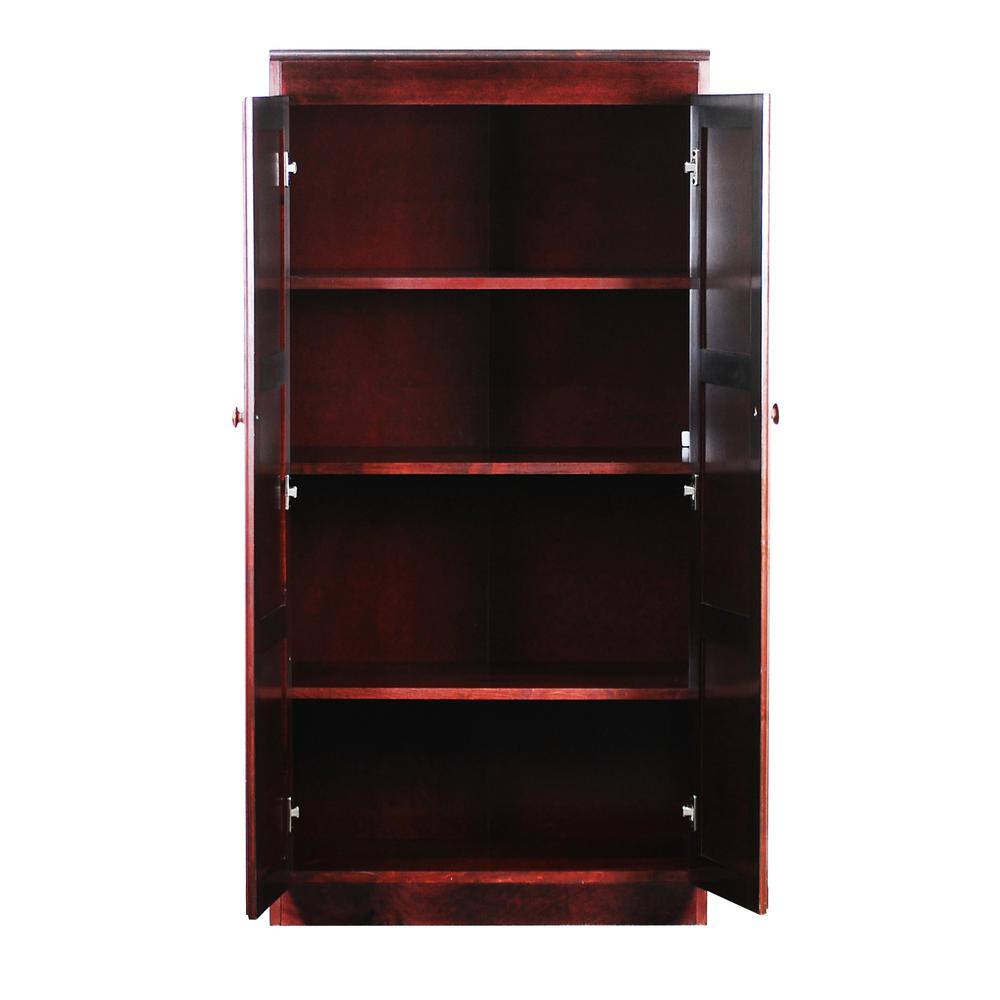 Traditional 60" Wood Storage Cabinet with 4-Shelves in Cherry