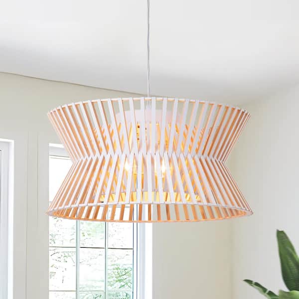 Highler 3-Light Antique White Basket Chandelier
