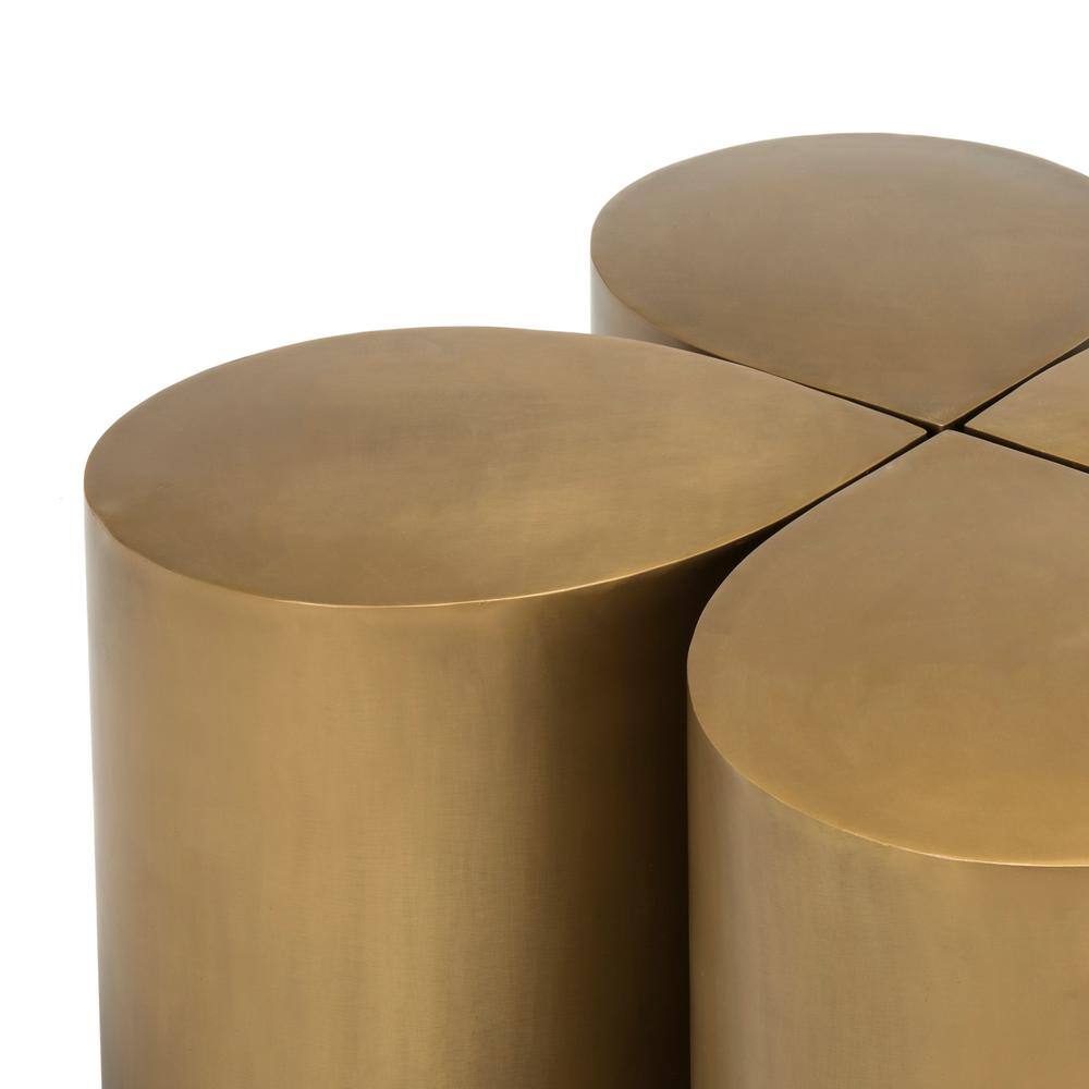 Tilly 38" Antique Brass Round Metal Coffee Table Set