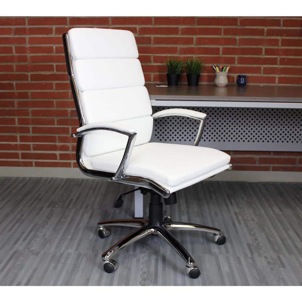 Elegant White CaressoftPlus Executive Chair with Chrome Base